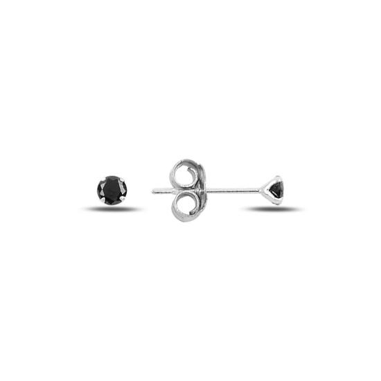 Wholsale 3mm Round Solitaire Black CZ Stud Earrings