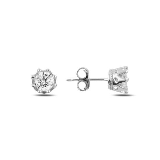 Wholesale 5mm CZ Crown Solitaire Stud Earrings