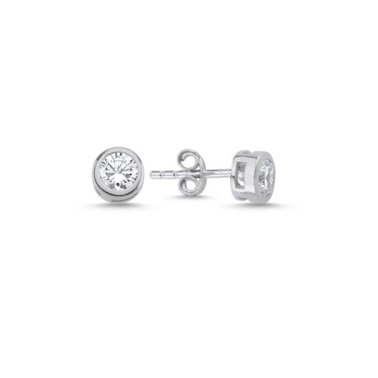 Wholesale Round Solitaire CZ Stud Earrings