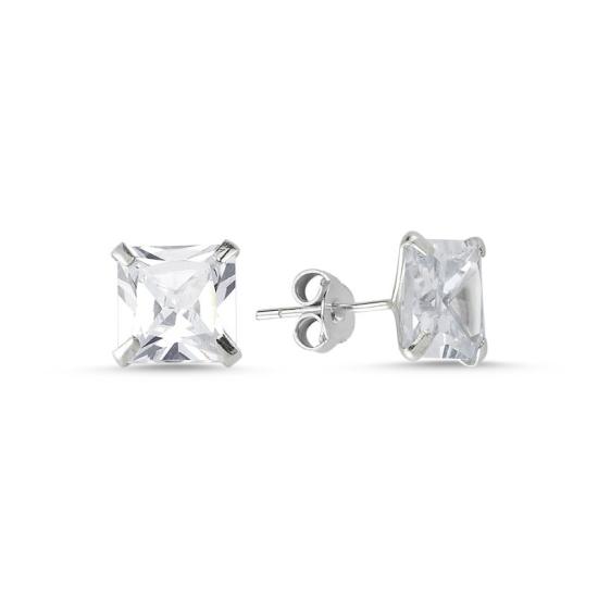 Wholesale 7mm Square Solitaire CZ Stud Earrings