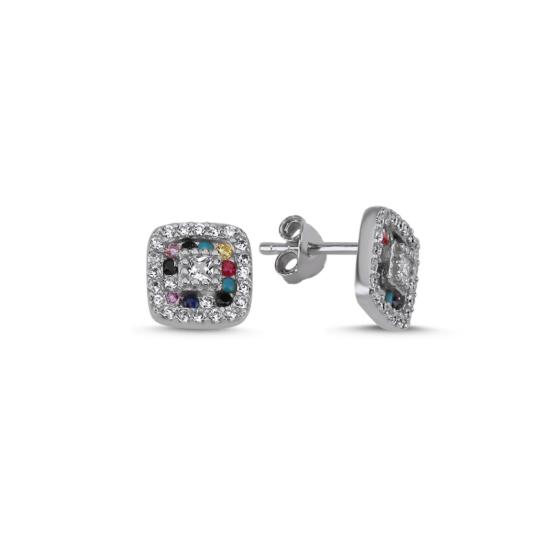 Wholesale Square Mix CZ Stud Earrings