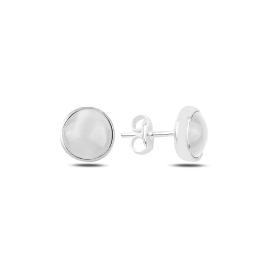 Wholesale Round White Cat’s Eye Stud Earrings