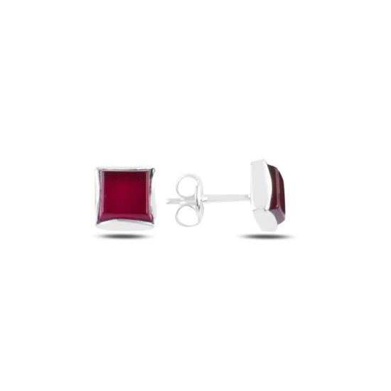 Wholesale Square Red Agate Stud Earrings