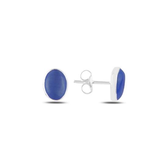 Wholesale Oval Blue Cat’s Eye Stud Earrings