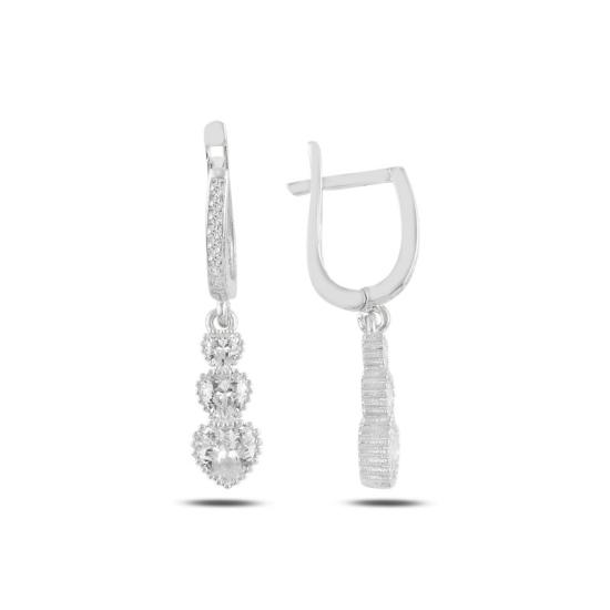 Wholesale Trickle Heart CZ Dangle Latch Back Earrings