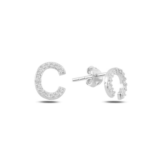 Wholesale -C- Initial Stud Earrings