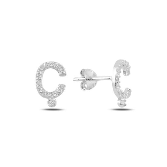 Wholesale -Ç- Initial Stud Earrings