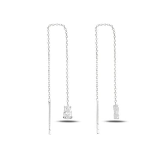 Teardrop CZ Threader Earrings