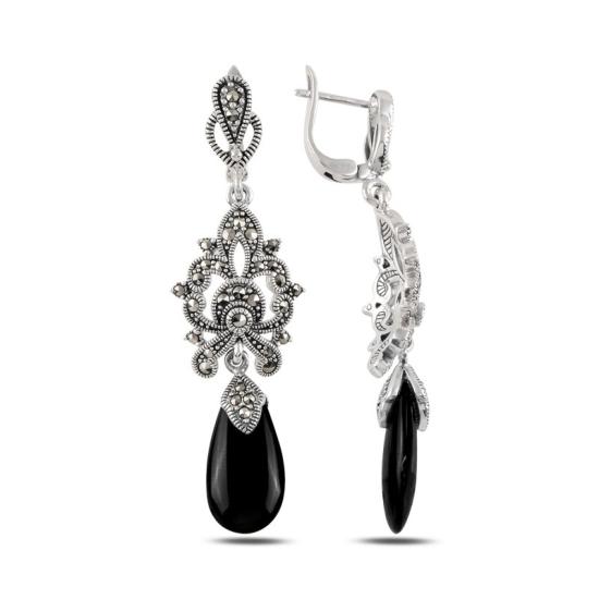 Wholesale Marcasite & Onyx Dangle Earrings