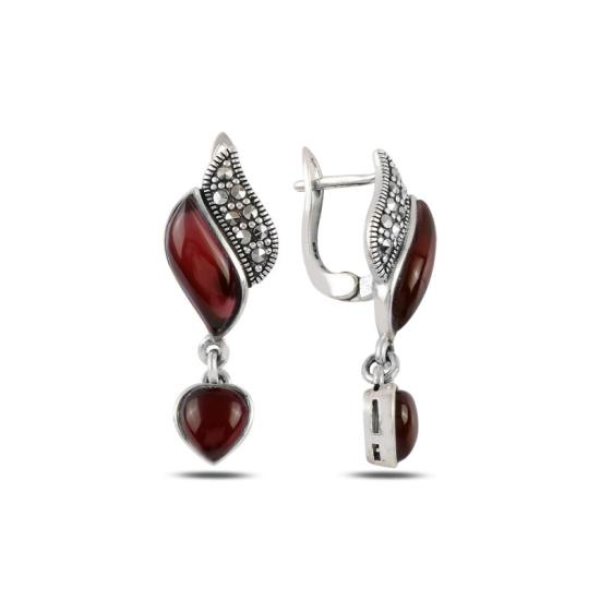 Wholesale Marcasite & Red Agate Dangle Earrings