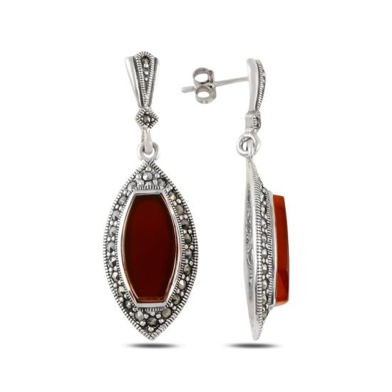 Wholesale Marcasite & Red Agate Dangle Earrings