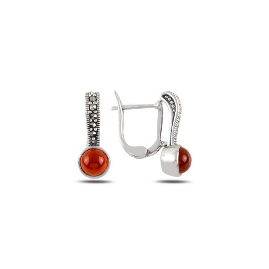 Wholesale Marcasite & Red Agate Latch Back Earrings