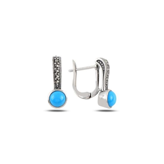 Wholesale Marcasite & Turquoise Latch Back Earrings