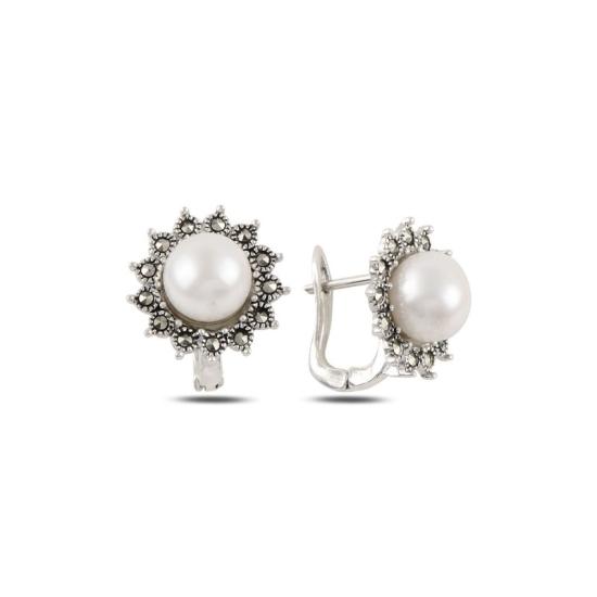 Wholesale Pearl & Marcasite Latch Back Earrings