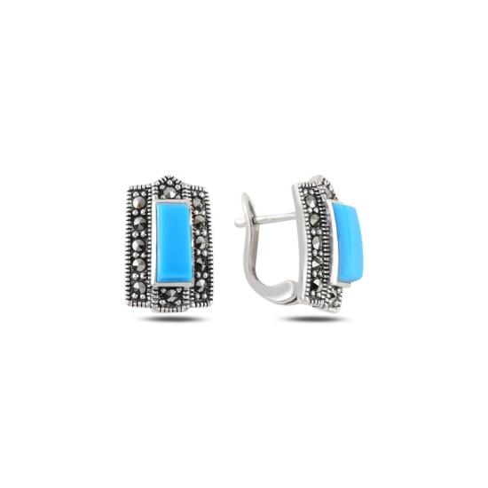 Wholesale Marcasite & Turquoise Latch Back Earrings