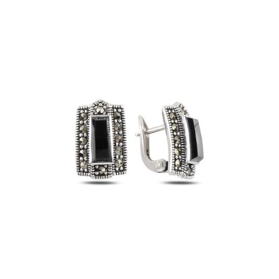 Wholesale Marcasite & Onyx Latch Back Earrings