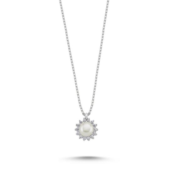 Wholesale Solitaire Pearl & CZ Necklace