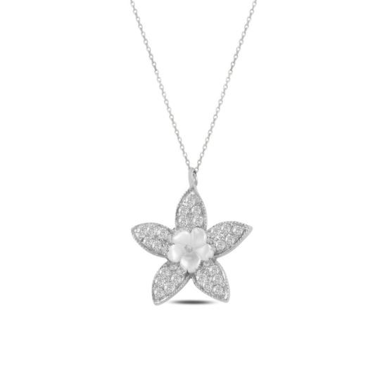 Wholesale Flower Mother of Pearl & CZ Necklace