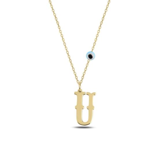 Wholesale -U- Initial Plate Necklace