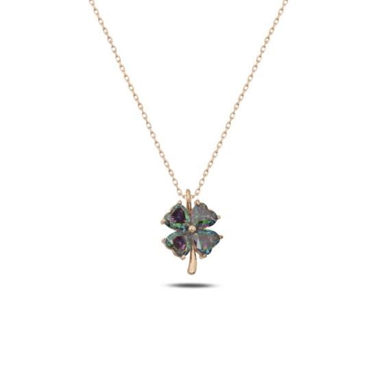 Wholesale Clover Mystic Topaz CZ Necklace