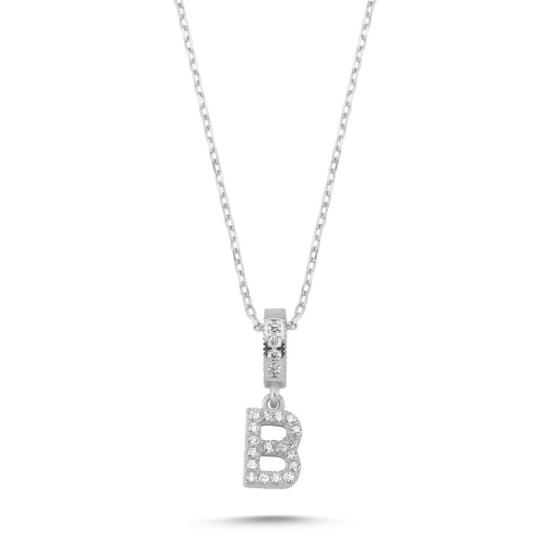 Wholesale -B- Initial CZ Necklace