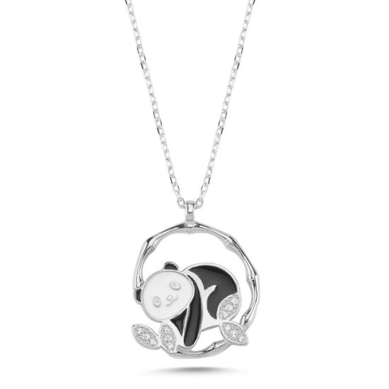 Wholesale Panda with Bamboo CZ Necklace