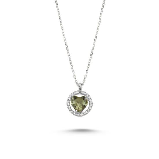 Wholesale Halo Solitaire Heart Zultanite CZ Necklace