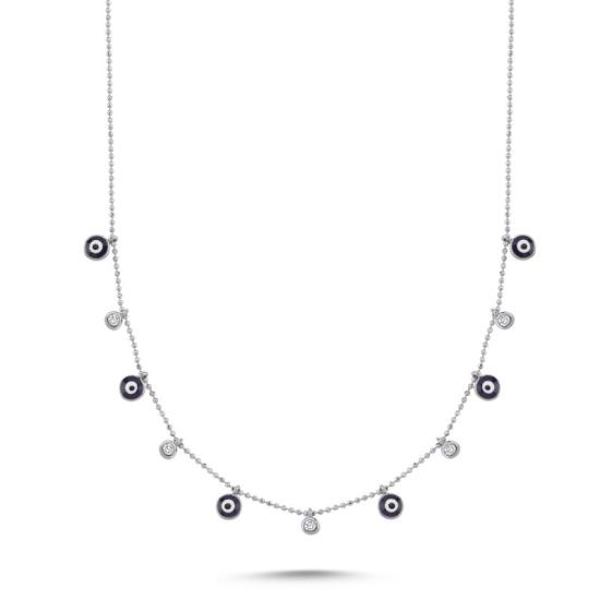 Wholesale Evil Eye Enamel & CZ Charm Necklace