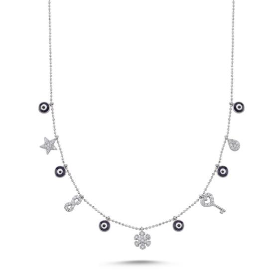 Wholesale Evil Eye Enamel & CZ Charm Necklace