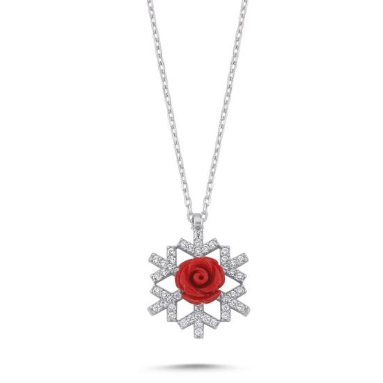 Wholesale Snowflake & Rose CZ Necklace