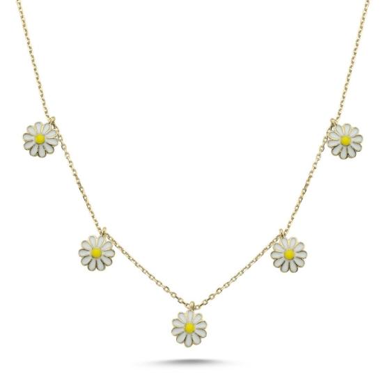 Wholesale Daisy Enamel Dangle Charm Necklace