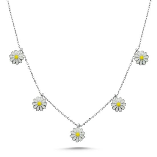 Wholesale Daisy Enamel Dangle Charm Necklace