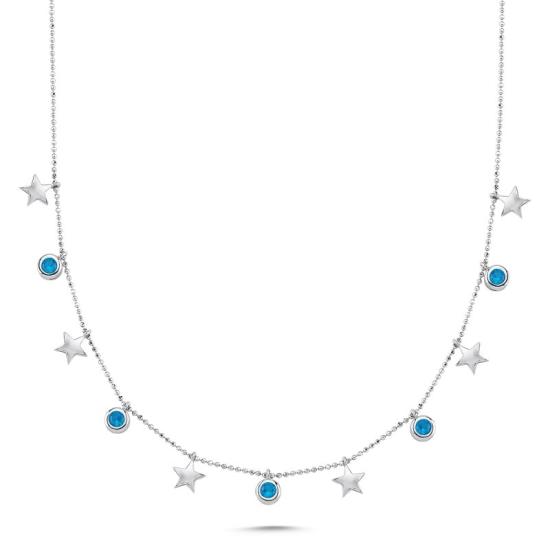 Wholesale Star & Aquamarine CZ Charm Necklace