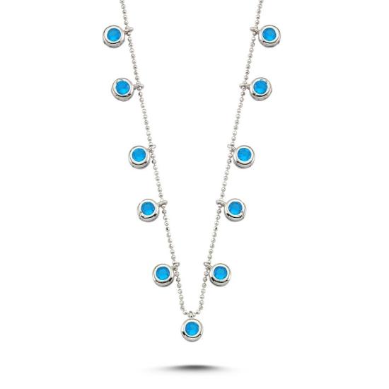 Wholesale Aquamarine CZ Dangle Charm Necklace