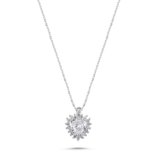 Wholesale Heart Halo Solitaire CZ Necklace