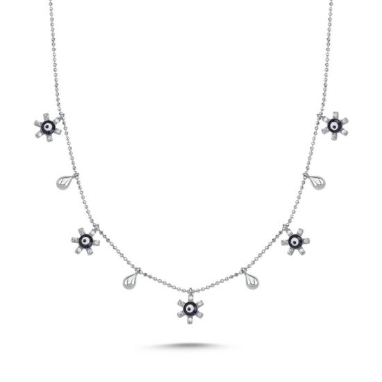 Wholesale Evil Eye Enamel & CZ Charm Necklace