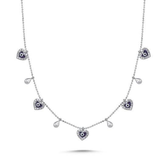 Wholesale Evil Eye Enamel & CZ Charm Necklace