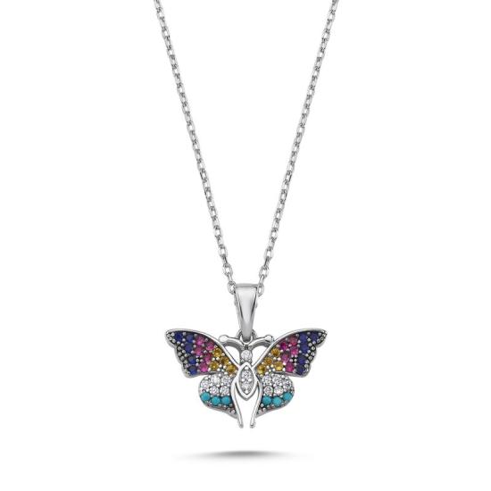 Wholesale Butterfly Colorful CZ Necklace