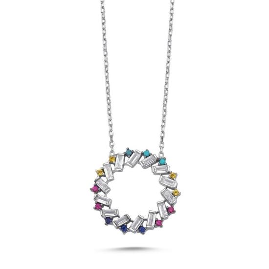 Wholesale Baguette & Colorful CZ Necklace