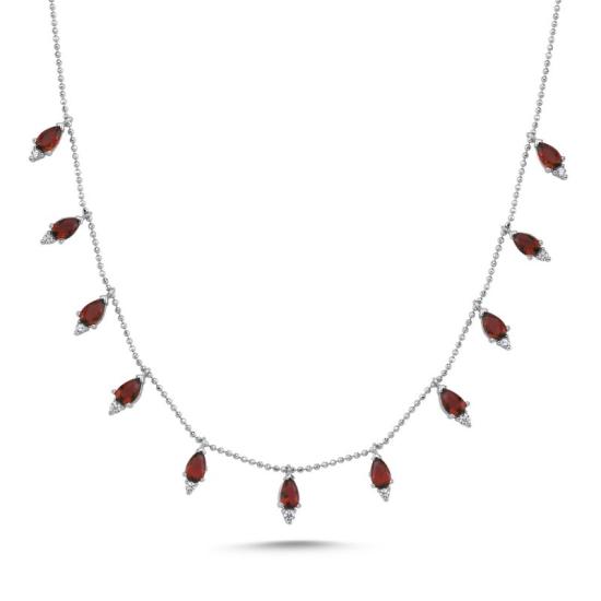 Wholesale Teardrop Garnet CZ Dangle Charm Necklace