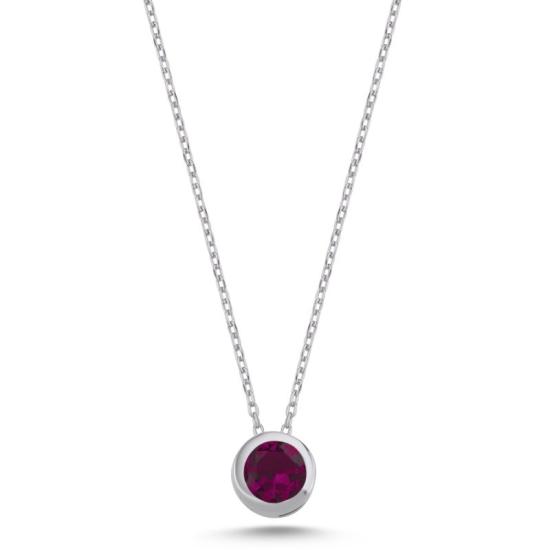 Wholesale Round Solitaire Ruby CZ Necklace