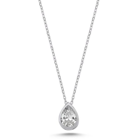 Wholesale Solitaire Teardrop CZ Necklace