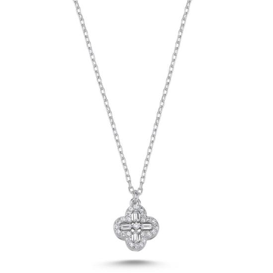 Wholesale Quatrefoil Baguette CZ Necklace