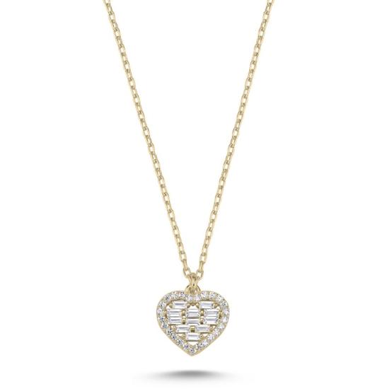 Wholesale Heart Baguette CZ Necklace