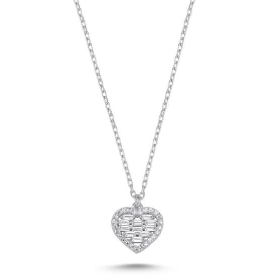 Wholesale Heart Baguette CZ Necklace