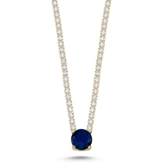 Wholesale Sapphire CZ Tennis Necklace