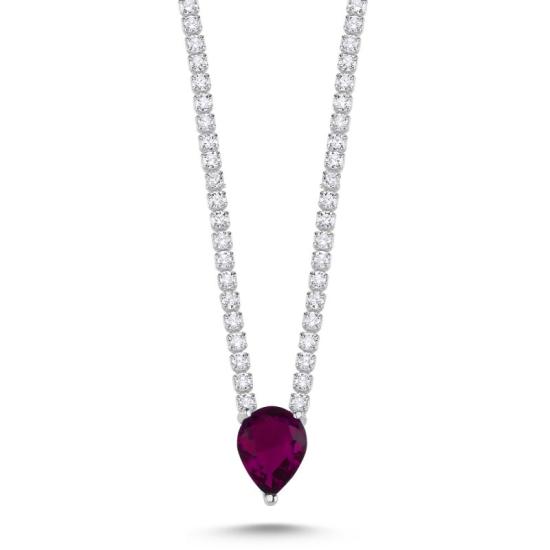 Wholesale Ruby CZ Tennis Necklace