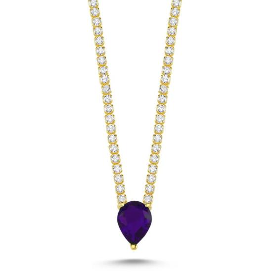 Wholesale Amethyst CZ Tennis Necklace