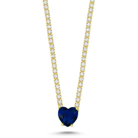 Wholesale Sapphire CZ Tennis Necklace