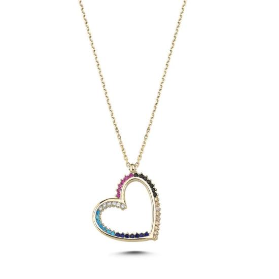 Wholesale Heart Colored CZ Necklace